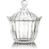 28 oz Large Glass Candy Dish with Lids Crystal Glass Candy Jar Home Decor Covered Wedding Buffet Jewelry Box Cookie Jar Biscuit Containers for Snacks Office Desk Party Coffee Beans (Transparent)