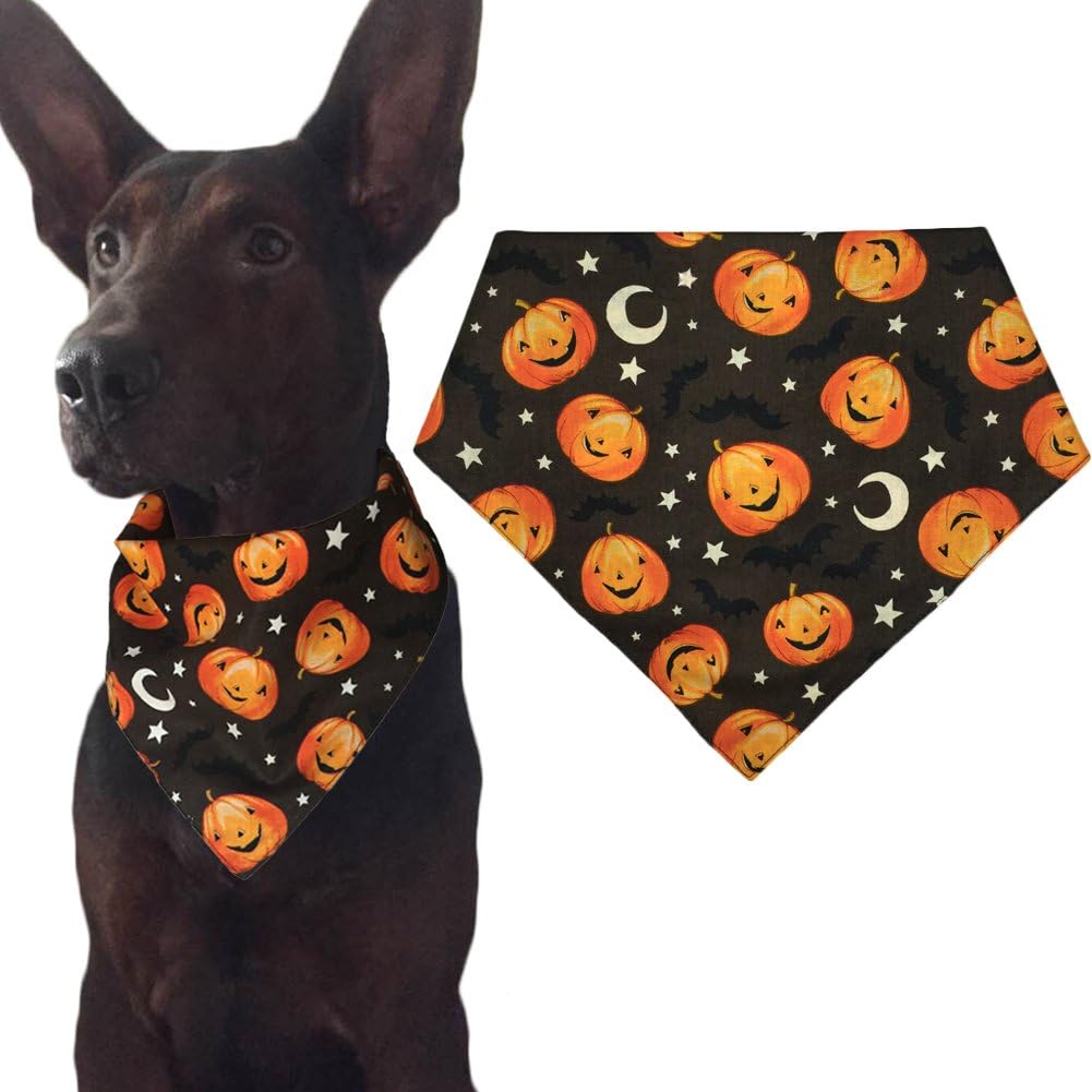 KZHAREEN Halloween Dog Bandana Triangle Bibs Scarf Accessories- Pumpkin Pattern : Pet Supplies