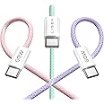 LISEN 60W C to Type C Charger Fast Charging [3.3ft/3Pack],USB-C to USB-C Cable 48 Strand Nylon Braided Colorful Compatible for Samsung Galaxy S23 S22, Android Auto USB to USB C Cable