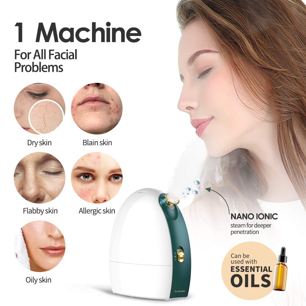 Facial Steamer 3-in-1 Nano Ionic Face Humidifier with Hot and Cold Mist Moisturizing Cleansing Pores for Home Face Spa: Beauty