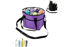 Family Size 4 Compartment Drink Bag, Multiple Tumbler Carrier Caddy with Adjustable Strap, Insulated Drink Bottle Carriers, f