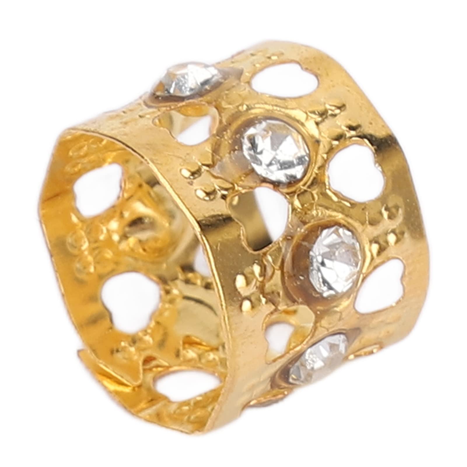 100Pcs Dreadlocks Beads Sparkling Rhinestone Fashionable Hair Braiding Rings,Gold and Silver Metal Hair Cuffs for Hair Decoration (Gold)