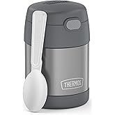 THERMOS FUNTAINER Insulated Food Jar, 10 Ounce, Kid Friendly Food Jar with Foldable Spoon, Gray
