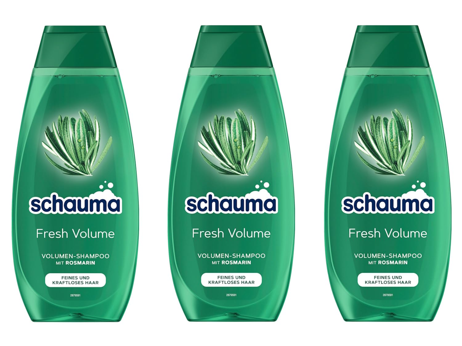 Schauma Volume Shampoo Fresh Volume (3 x 400 ml), Hair Shampoo Refreshes and Strengthens the Hairline, Shampoo for Fine and Weak Hair, with Rosemary