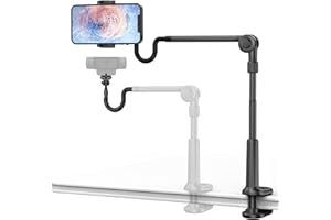 UHIKY Phone Holder for Bed, Webcam Stand with 1/4 Screw, Gooseneck Cell Phone Stand for Desk, Universal 360 Stable Flexible Mount for Bedside headboard