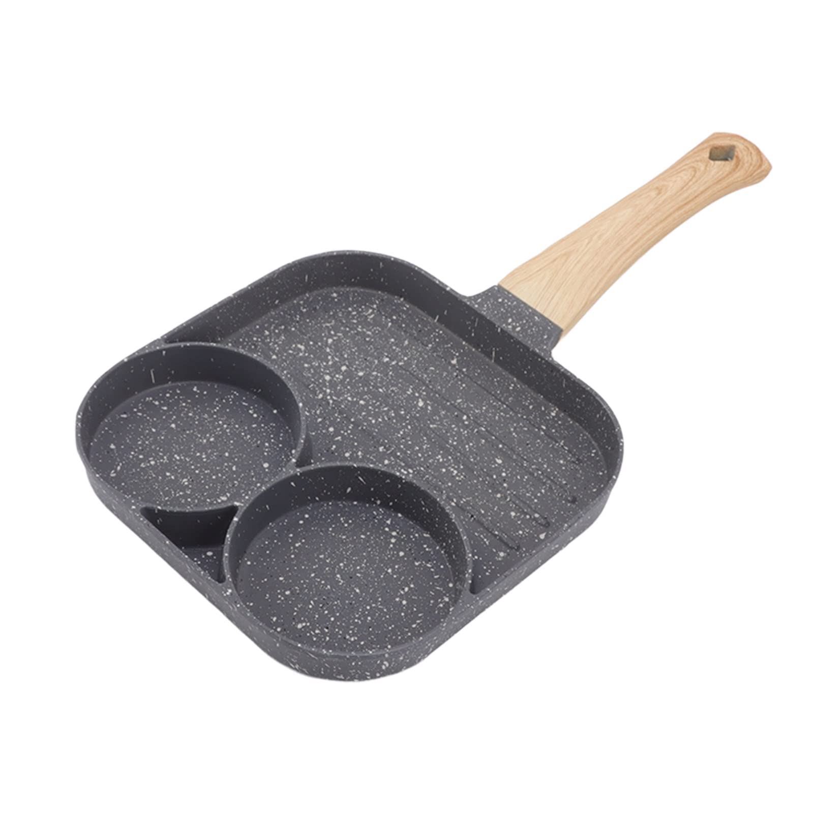 Frying Pan with Separate Sections, Non Stick Grill Breakfast Frying Pan Multi Compartment Pancake Pan(04)
