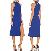 ALENDA DANMOS Women's Sleeveless Bodycon Halter High Neck Midi Dress Thigh High Slit Cocktail Party Dress 193