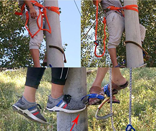 HUAWELL Triangle Steel Tube Concrete Pole Climber Pole Climbing Shoes Adjustable Diameter, High-Intensity Mn Steel Alloy Electrician Pole Smooth Pole, Pair Set. - Thumbnail 5