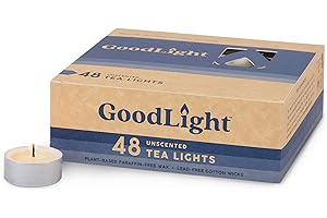 GOODLIGHT Unscented White Tea Lights Candle, 48 CT