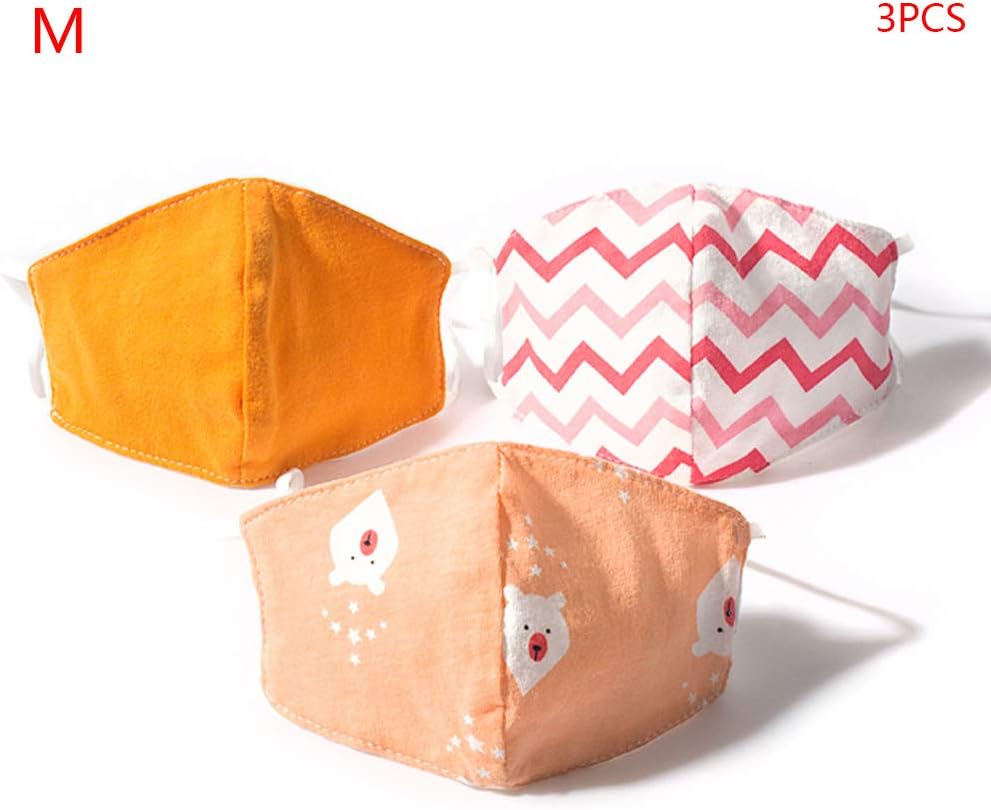 Yuanshenortey 3Pcs Cotton Face Protectice Cover Adjustable for Kids Adult Safety Protection Breathable Dust-Proof Washable