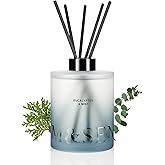 M&SENSE Eucalyptus & Mint Reed Diffuser Set - 16.9 fl oz Long-Lasting Fragrance, Non-Toxic Scent Diffuser with Natural Oil Sticks | Housewarming Diffuser Gift for Holiday, Bathroom & Home Decor