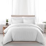 MOONLIGHT20015 Single Duvet Cover Set Reversible Stripes Satin Bedding White view 6