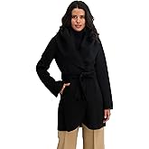 T Tahari Women's Double Face Wool Blend Wrap Coat With Oversized Collar