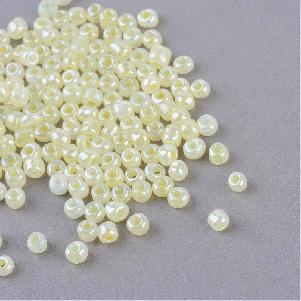 Pack of 1100 Glass Seed Beads 4 mm, 6/0, Pony Beads, Clear Mini Children's Beads, Seed Beads, Choice of Colours (Krem Ceylon)