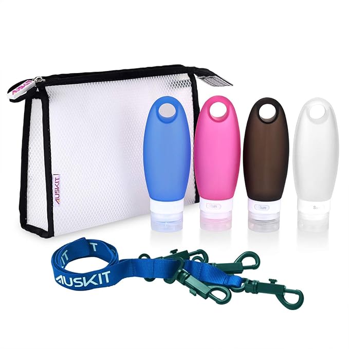 AusKit Travel Bottle, Travel Bottles Set of 3.3oz Bottle and Sling with