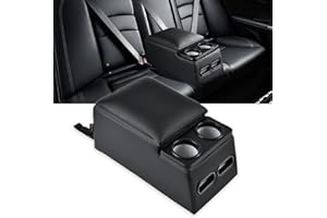 AceRide Car Center Console, Universal Rear Bench Seat Consoles, Truck Seat Organizer Storage, Back Seat Car Organizer with Cup Holder, Large Storage Box, Central Armrest Box (Carbon Fibre)