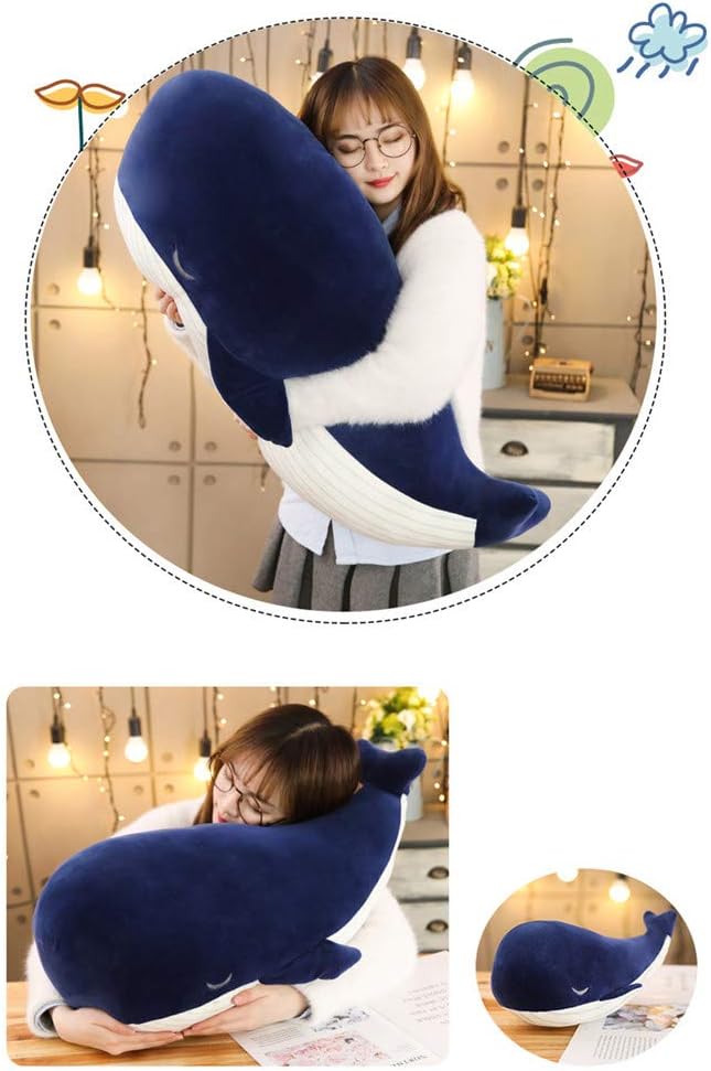 Yuege Very Soft Whale Blue Shark Stuffed Animal, Big Hugging Pillow Plush Cartoon Doll Fish Plush Toy, Gifts for Girls, Friends, Kids …(45cm(17.7 inch))