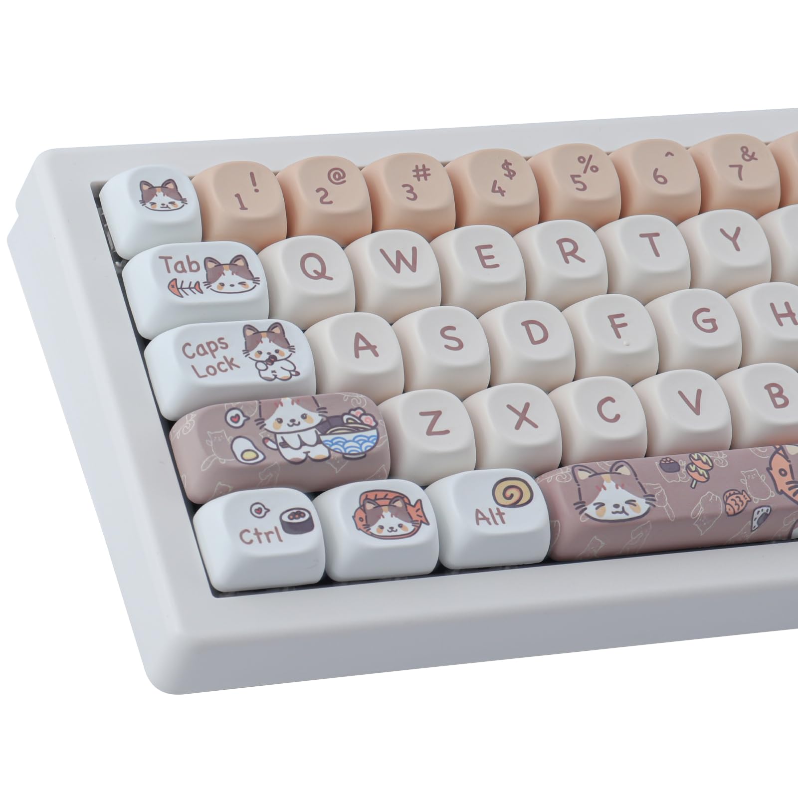 Sunzit PBT Keycaps Set MOA Profile Cute Cat Keycaps with Keycap Puller for Cherry MX Switches 104/87/74/61 60 Mechanical Keyboard