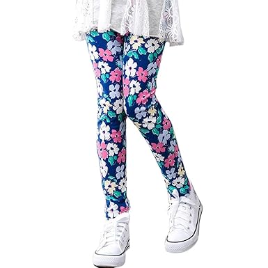 Mädchen Leggings, FNKDOR Baby Kinder Bunt Blume Hosen Silm Fit Leggins