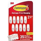 Command Medium Wire Toggle Hooks, 35 Hooks and 40 Strips, Damage-Free Hanging Wall Hook with Adhesive Strips, Adhesive Hooks for Hanging Back to School Dorm Organizers, Holds up to 2 lb