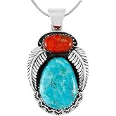 Turquoise Necklace 925 Sterling Silver Pendant & 20" Chain Southwestern Style