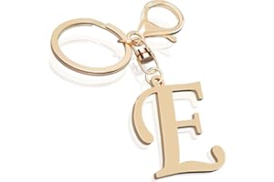 SUWEIBUKE Cute Stainless Steel Gold Initial Letter Keychain for Women Girl, Charms for Key Handbag Backpack Bag, Personalized Gift
