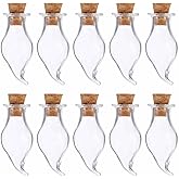HARFINGTON 10 Pcs Name on Rice Glass Vial Pendant 12mm Width Mini Glass Bottles, for Necklace Wish Bottle DIY Pendant Craft Souvenir