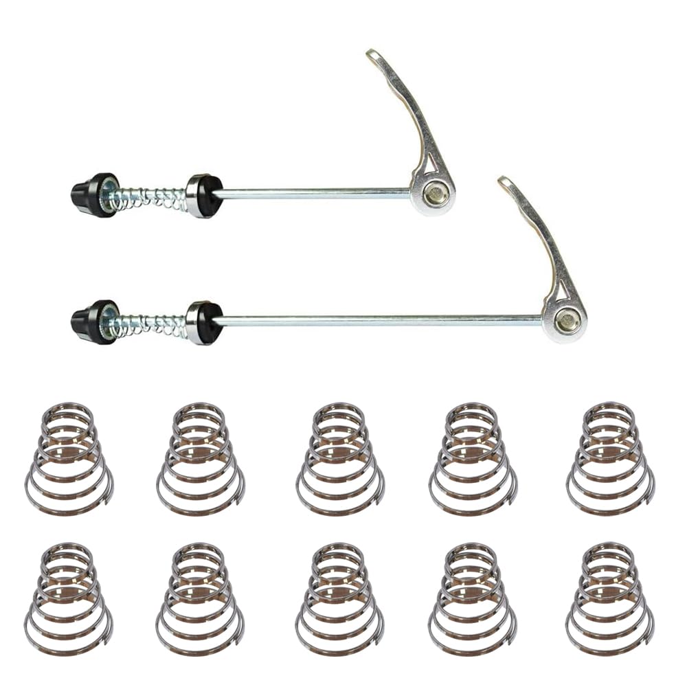 Yuauy Bicycle Quick Release Skewers Axle Front Rear Skewers Steel Wheel Rod +10 pcs Spring Replacements for Mountain Bike Road Bike Silver