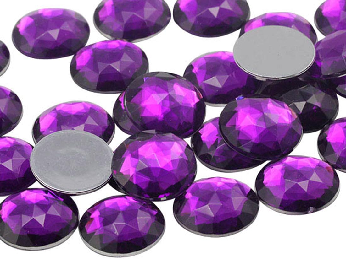 Photo 1 of 11mm Flat Back Round Acrylic Rhinestones Plastic Gems for Jewelry Making Costume Jewels Cosplay Embelishments - 75 Pieces (Purple Amethyst Lt .NAT02)