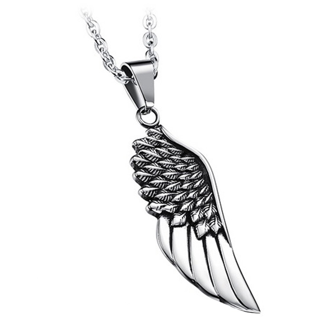 Caimeytie Men's Stainless Steel Necklace with Wing Pendant Men's Gift
