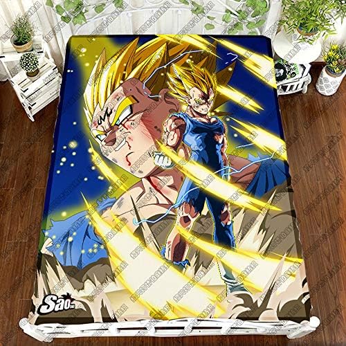ROMOO Microfiber Flat Sheet 1 Piece 3D Printed Dragonball Z Goku Pattern Bed Sheet for Teens Children Adult Bedding, Twin/Full/Queen/King