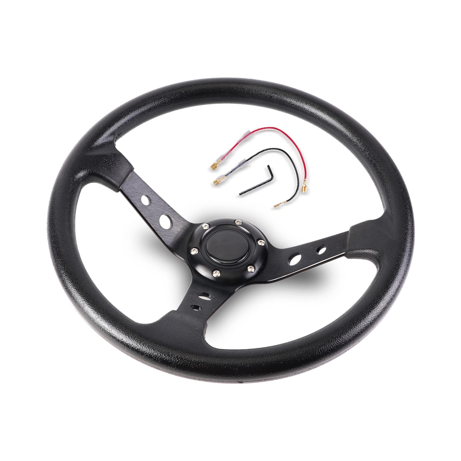 Photo 1 of Spaorcco Universal 13.8”Car Racing Steering Wheel Vinyl Leather 6 Bolts Drifting Deep Dish Steering Wheel With Horn Button