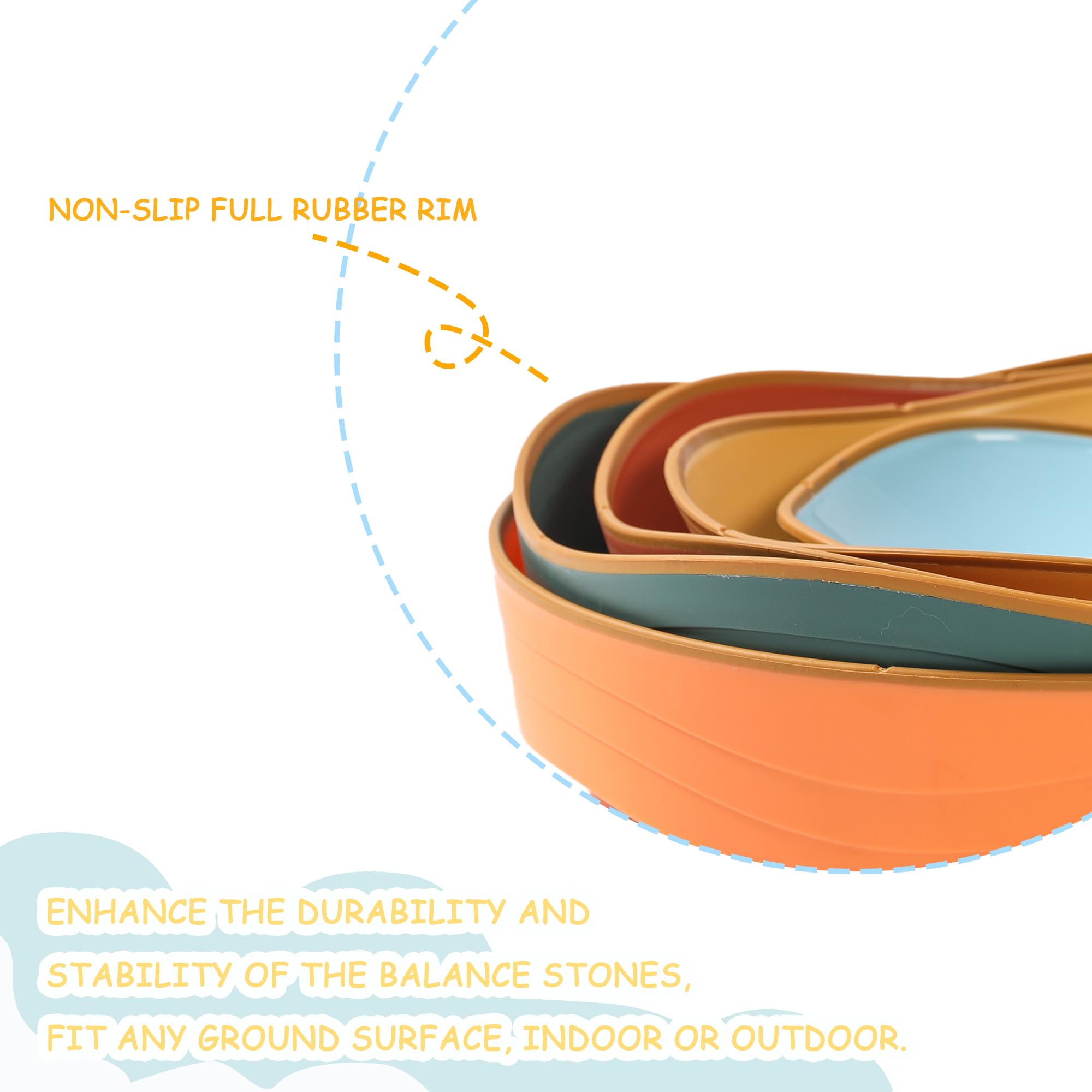 Balance Stepping Stones for Kids 5pcs Non-Slip River Stones Obstacle Course Play Indoor and Outdoor Coordination Game Sensory Toys Toddler Ages 3 4 5 6 7 8+ (Classic)