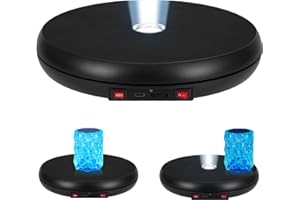 GOHASPW Rotating Display Stand LED Light 10'' Turntable Stand Spinning Stand for Product Shows Black