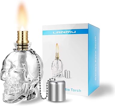 halloween skull glass table torch