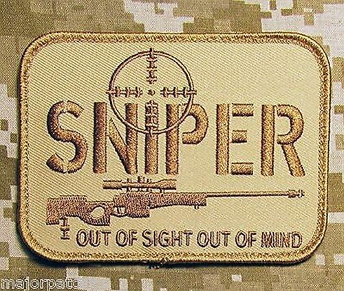 Sniper Out Of Sight Mind Usa Army Military Tactical Desert Velcro Morale Patch