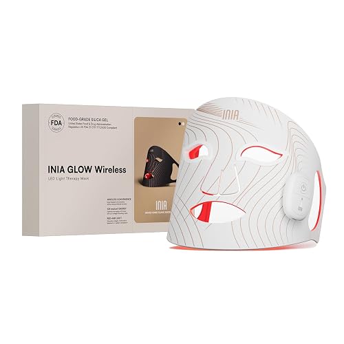 INIA Red Light Therapy Mask for Face, Glow Wireless LED Face Mask Light ...