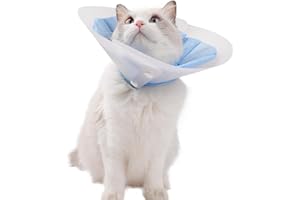 KUDES Dual Layer Cat Cone, Dual-Purpose Model Lightweight All-Around Protective Neck After Surgery E Collar to Wound (Blue S (4.7inch- 9.8inch))