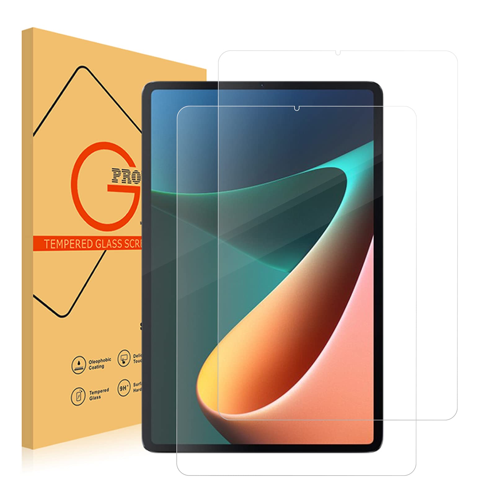 ROVLAK Screen Protector for Xiaomi Pad 5/ 5Pro Tempered Glass Screen Protector 2-Pack HD 2.5D 9H Protective Film Protection Anti-Fingerprint Bubble-Free Glass Protector for Xiaomi Pad 5/ 5Pro