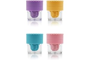 Vastsoon Contact Lens Case, 2 in 1 Manual Contact Lens Washer Cleaner Storage Case Portable Size Solution Soaking Container for Travel, Daily Use (4 Colors)