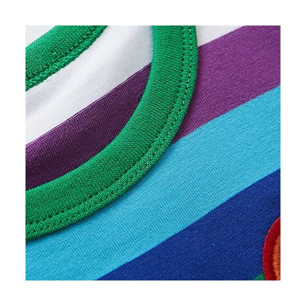 Sooxiwood Little Boys T-Shirt Rainbow Striped O-Neck Cotton Blend Halloween Rainbow Shirt for Boys - Image 4