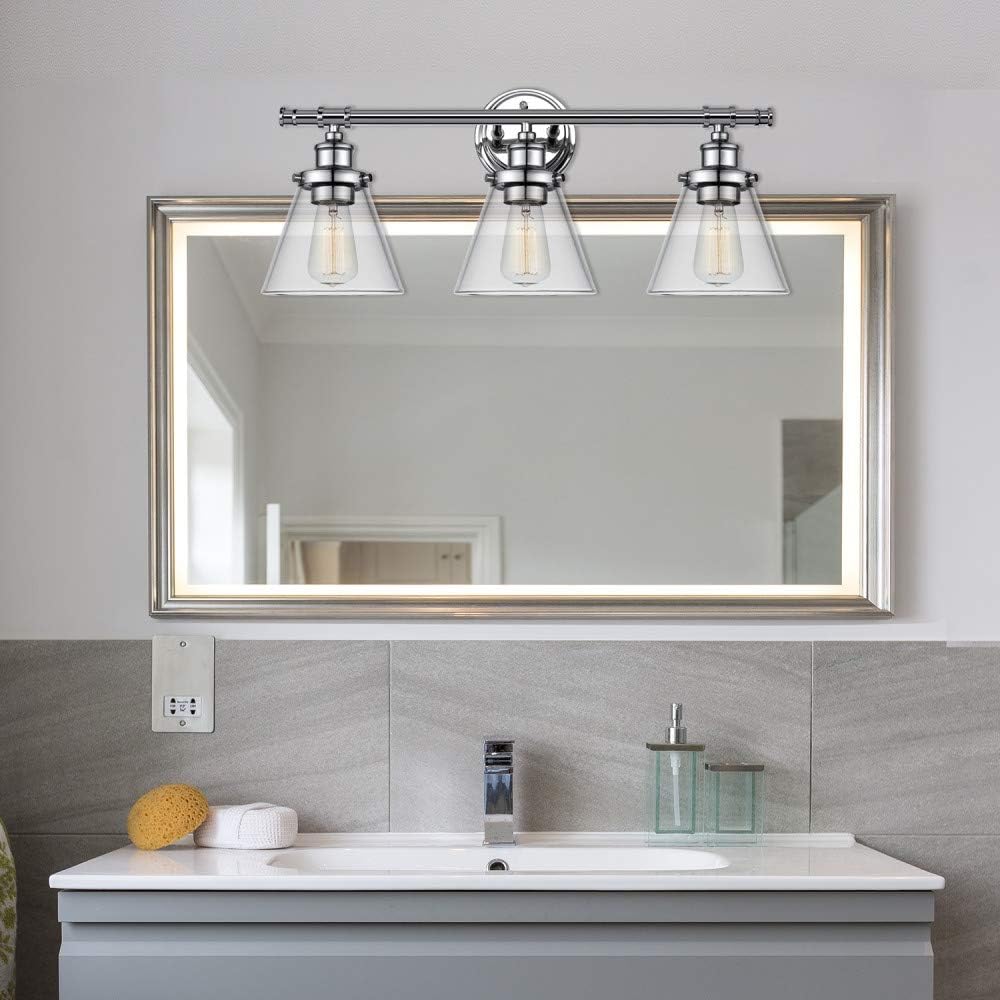 Globe Electric Parker 3 Chrome Vanity Light with Clear Glass Shades 51445: Home Improvement