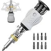 8-in-1 Stubby Ratcheting Screwdriver Set, Multi-bit Screwdriver, Adjustable Magnetic Screw Driver Set Kit, Flat,Philips, Slotted,Torx, Hex, Man Gift Nut Driver for Furniture, Bike, Door & Car Repair