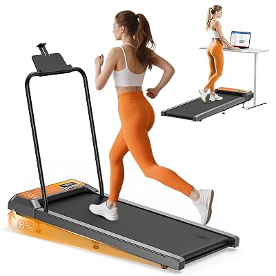 HCOIW Walking Treadmill Pad with Incline - Portable Under Desk Treadmill, Walking Mat Pad with Handle Bar, 2.5HP Low Noise, 2 in 1 Treadmills for Home Office, Remote Control with LED Screen 270LBS