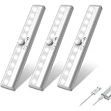 Under Cabinet Lighting, OxyLED USB Rechargeable Motion Sensor Closet Light, Wireless Magnetic Stick-on Cordless 10 LED Night 