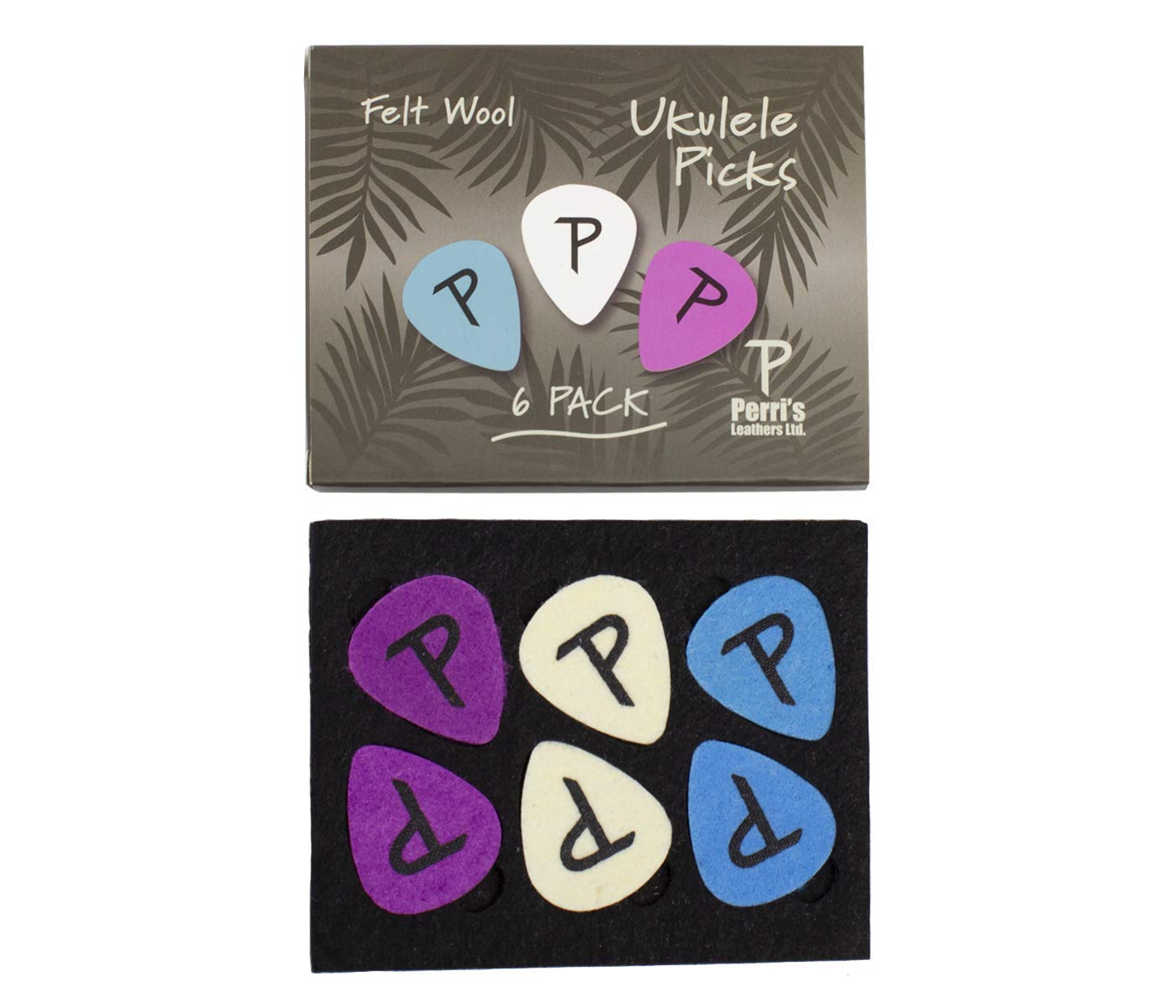Perri’s Leathers Ltd. - Ukulele Picks - Felt Wool - Assorted colors - 3.0mm - 6 Pack - Made in Canada (LP-FUP1)