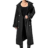 Fazortev Women's Long Double Breasted Denim Jacket Oversized Button Down Maxi Jean Coat Classic Lapel Outercoat
