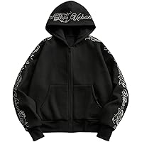 Amazon.com: GORGLITTER Men's Y2K Graphic Zip Up Hoodies Streetwear
