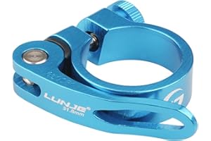 TRIWONDER Bike Seat Post Clamp 28.6mm 31.8mm 34.9mm Aluminum Alloy Seat Tube Clip Bike Quick Release Seatpost Clamp (01 Blue,