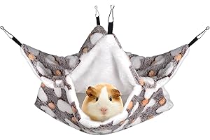 Petmolico Small Pet Warm Plush BunkBed Hanging Hammock Cage Accessories for Parrot Sugar Glider Ferret Squirrel Hamster Rat Hideout Playing Sleeping, Coffee Heart